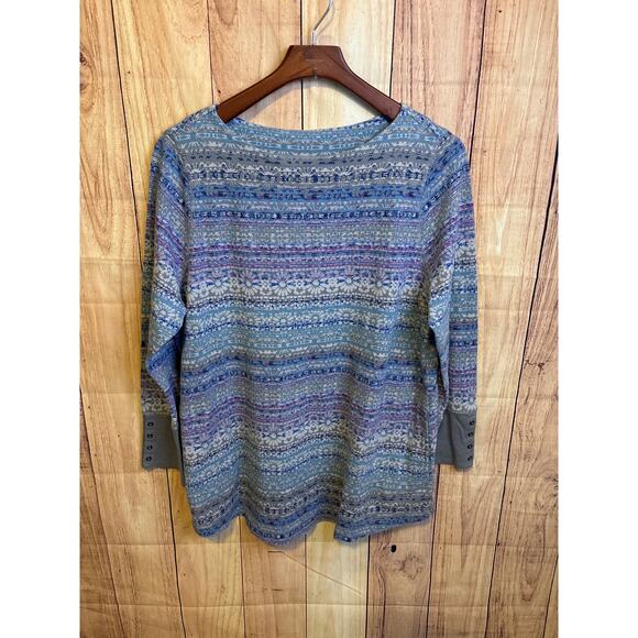 J. Jill Fair Isle Long Sleeved Top Women's Size XL - Picture 1 of 10